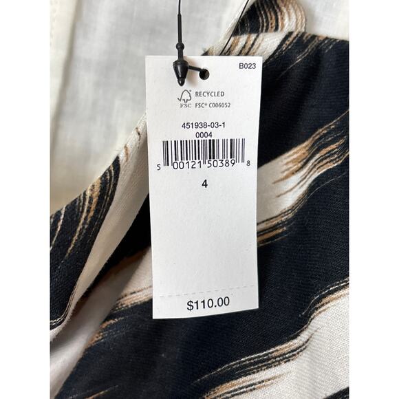 Banana Republic Women’s 4 Black Gold Linen Blend Lined Modern Mini Dress NEW - Picture 4 of 6